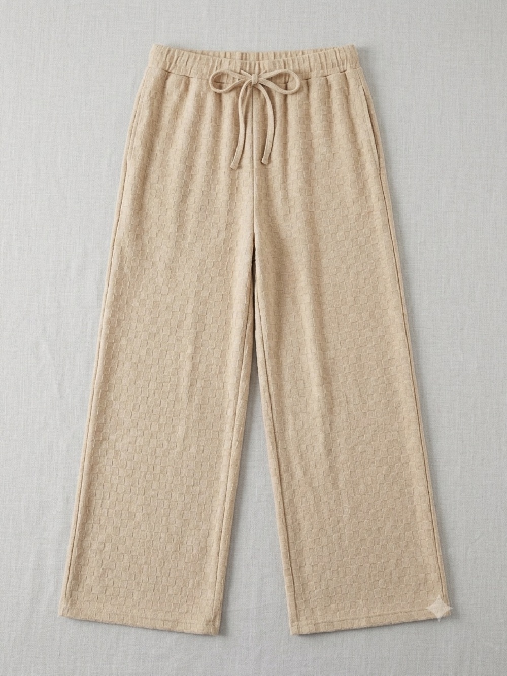 Polagram Wide-Leg Drawstring Knit Pants - Beige